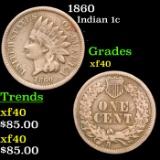 1860 Indian Cent 1c Grades xf