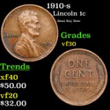 1910-s Lincoln Cent 1c Grades vf++