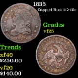 1835 Capped Bust Half Dime 1/2 10c Grades vf+