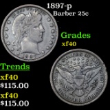 1897-p Barber Quarter 25c Grades xf