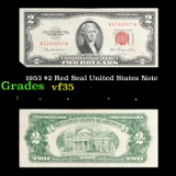 1953 $2 Red Seal United States Note Grades vf++