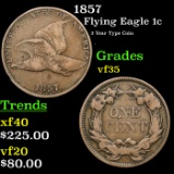 1857 Flying Eagle Cent 1c Grades vf++
