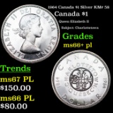 1964 Canada $1 Silver KM# 58 Grades GEM++ PL