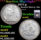 ***Auction Highlight*** 1871-p Seated Half Dollar 50c Graded ms62 By SEGS (fc)