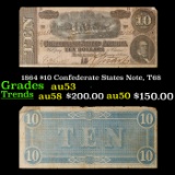 1864 $10 Confederate States Note, T68 Grades Select AU