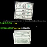 set of 4 non-concecutive 1976 $2 Green Seal Federal Reseve Note Grades CU