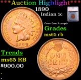 ***Auction Highlight*** 1890 Indian Cent 1c Graded ms65 rb BY SEGS (fc)