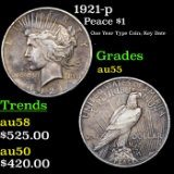 1921-p Peace Dollar $1 Grades Choice AU