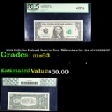 PCGS 1999 $1 Dollar Federal Reserve Note Millennium Set Serial #20000207 Graded ms63 By PCGS