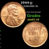 1944-p Lincoln Cent 1c Grades GEM Unc RD