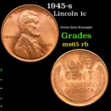 1945-s Lincoln Cent 1c Grades GEM Unc RB