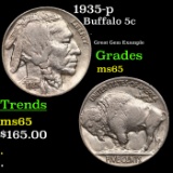 1935-p Buffalo Nickel 5c Grades GEM Unc