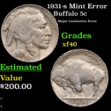 1931-s Buffalo Nickel Mint Error 5c Grades xf