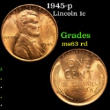 1945-p Lincoln Cent 1c Grades Select Unc RD