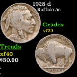 1928-d Buffalo Nickel 5c Grades vf++