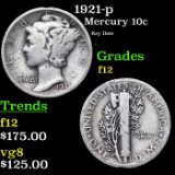1921-p Mercury Dime 10c Grades f, fine