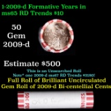 Shotgun Lincoln 1c roll, 2009-d Formative Years 50 pcs Bank Wrapper.