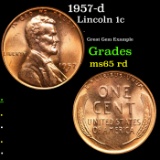 1957-d Lincoln Cent 1c Grades GEM Unc RD