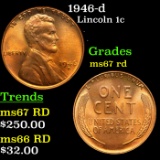 1946-d Lincoln Cent 1c Grades GEM++ Unc RD