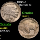 1938-d Buffalo Nickel 5c Grades Choice Unc