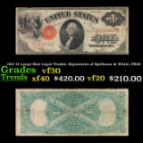 1917 $1 Large Size Legal Tender, Signatures of Spellman & White, FR39  Grades vf++