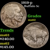 1919-p Buffalo Nickel 5c Grades Select Unc