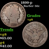 1899-p Barber Half Dollars 50c Grades vg, very good