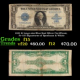 1923 $1 large size Blue Seal Silver Certificate, Fr-237 Signatures of Speelman & White Grades f+