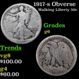1917-s Obverse Walking Liberty Half Dollar 50c Grades g+