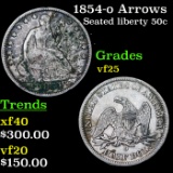 1854-o Arrows Seated Half Dollar 50c Grades vf+