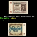 1922 Germany 5,000 Mark Note P# 81E Grades vf+