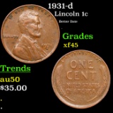 1931-d Lincoln Cent 1c Grades xf+