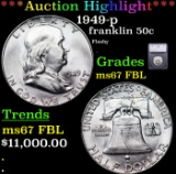 ***Auction Highlight*** 1949-p Franklin Half Dollar 50c Graded ms67 FBL By SEGS (fc)