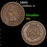 1863 Indian Cent 1c Grades f, fine