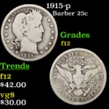 1915-p Barber Quarter 25c Grades f, fine