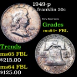 1949-p Franklin Half Dollar 50c Grades Choice Unc+ FBL