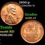 1950-p Lincoln Cent 1c Grades GEM+ Unc RD