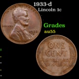 1933-d Lincoln Cent 1c Grades Choice AU