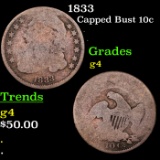 1833 Capped Bust Dime 10c Grades g, good