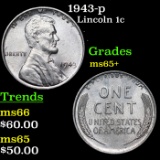 1943-p Lincoln Cent 1c Grades GEM+ Unc