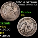 1854-o Arrows Seated Half Dollar 50c Grades f+