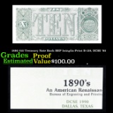 Proof 1890 $10 Treasury Note Back BEP Intaglio Print B-139, DCSE '90 Grades Proof