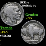 1931-s Buffalo Nickel 5c Grades vf++
