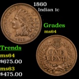 1860 Indian Cent 1c Grades Choice Unc
