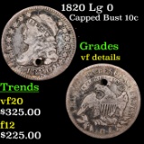 1820 Lg 0 Capped Bust Dime 10c Grades vf details