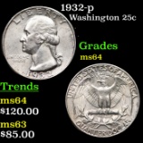 1932-p Washington Quarter 25c Grades Choice Unc