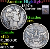 ***Auction Highlight*** 1897-s Barber Half Dollars 50c Graded vf25 By SEGS (fc)
