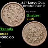1857 Large Date Braided Hair Large Cent 1c Grades Choice AU/BU Slider