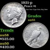 1921-p Peace Dollar $1 Grades Choice AU