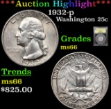 ***Auction Highlight*** 1932-p Washington Quarter 25c Graded GEM+ Unc BY USCG (fc)